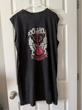Maurices Black Graphic Tee Dress with Pink Accent